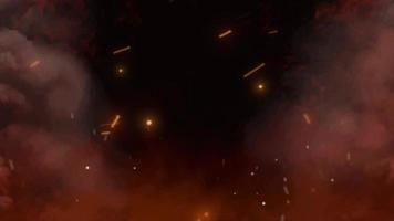 ilustración de explosión con humo rojo ardiente video