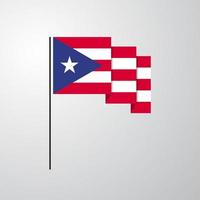 fondo creativo de bandera ondeante de puerto rico vector