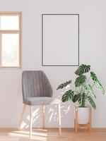 Living room on the white wall background, tree on cabinet, minimal style ,frame form mock up - 3D rendering - photo