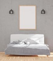 Loft style bedroom and concrete wall sofa mock up frame - 3d rendering - photo