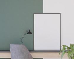 Living room on the white wall background, tree on cabinet, minimal style ,frame form mock up - 3D rendering - photo