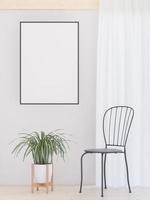 Living room on the white wall background, tree on cabinet, minimal style ,frame form mock up - 3D rendering - photo