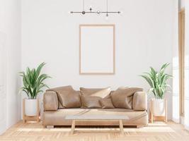 Loft style Living room and concrete wall sofa mock up frame - 3d rendering - photo