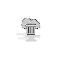 Cloud trash Web Icon Flat Line Filled Gray Icon Vector