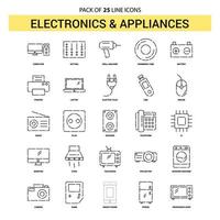 conjunto de iconos de línea de electrodomésticos y electrodomésticos 25 estilo de contorno discontinuo vector