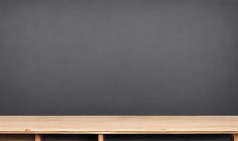 Empty wooden table in front of its background. photo