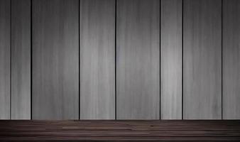 Empty wooden table in front of its background. photo