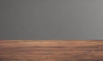 Empty wooden table in front of its background. photo