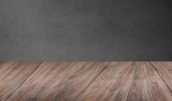 Empty wooden table in front of its background. photo