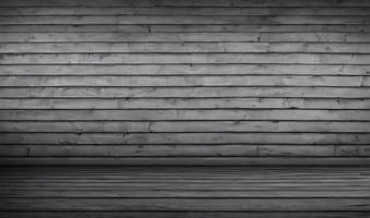 Empty wooden table in front of its background. photo