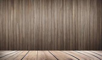 Empty wooden table in front of its background. photo