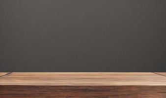 Empty wooden table in front of its background. photo