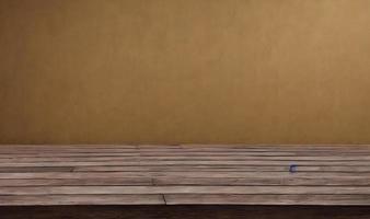 Empty wooden table in front of its background. photo