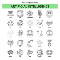 conjunto de iconos de línea de inteligencia artificial 25 estilo de contorno discontinuo vector