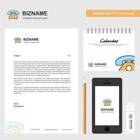 Telephone Business Letterhead Calendar 2019 and Mobile app design vector template