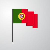 fondo creativo de la bandera que agita de portugal vector