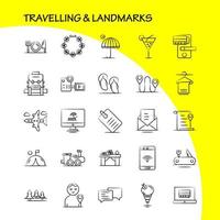 Travelling And Landmarks Hand Drawn Icon for Web Print and Mobile UXUI Kit Such as File Location Map Transport Chat Chatting Text Transport Pictogram Pack Vector