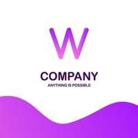 W company logo design with purple theme vector