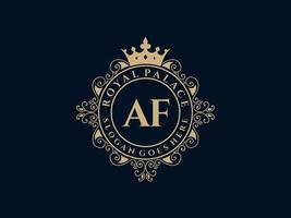 Letter AF Antique royal luxury victorian logo with ornamental frame. vector