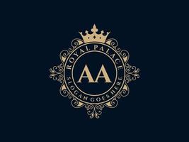 Letter AA Antique royal luxury victorian logo with ornamental frame. vector