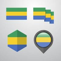 Gabon flag design set vector