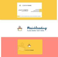 Beautiful Cooking pot Logo and business card vertical Design Vector