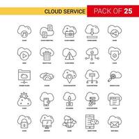 servicio en la nube icono de línea negra 25 conjunto de iconos de esquema de negocios vector