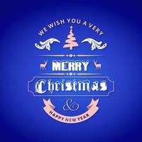 Merry Christmas creative design with blue background vector