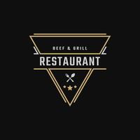 Vintage Retro Badge Emblem Restaurant and Cafe Logo Design Linear Style vector