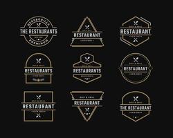 Vintage Retro Badge Emblem Restaurant and Cafe Logo Design Linear Style vector