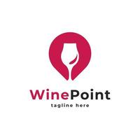 logotipo de punto de vino. combinación de logotipo de ubicación de pin y copa de vino. adecuado para el icono de la tienda de vinos vector