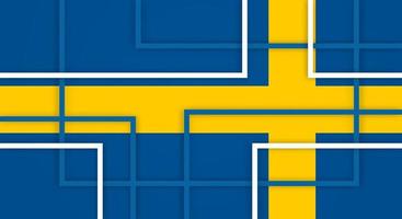 Abstract Geometric Square Stripes Lines Papercut Background with Flag of Sweden vector