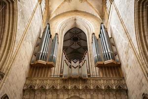 Ulm, Germany - July 20, 2019,  Big church organ pipes, Interior of the Ulm Cathedral the tallest church in the world. photo