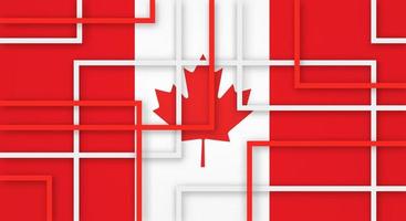 Abstract Geometric Square Stripes Lines Papercut Background with Flag of Canada vector