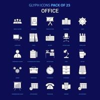 Office White icon over Blue background 25 Icon Pack vector