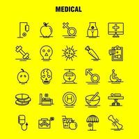 iconos de líneas médicas establecidos para infografías kit uxui móvil y diseño de impresión incluyen sistema solar espacio sol planetas búsqueda lupa colección moderno logotipo infográfico y pictograma v vector