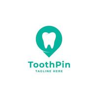 Dentist Location Logo. Tooth and Pin Location Logo Combination. Suitable for Dental Icon vector