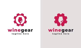 plantilla de diseño de icono de combinación de logotipo de industria de engranajes de copa de vino vector