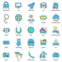 25 conjunto de iconos de color plano de mezcla de concepto de negocio vector