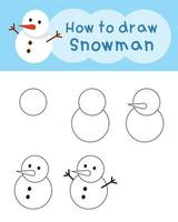 How to draw doodle snowman for Christmas and winter. vector