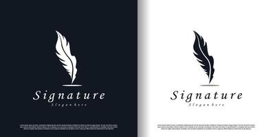 Signature logo design with creative concept style premium vector