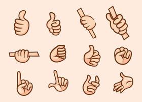 collection of cartoon hands in different poses for mascot artist vector