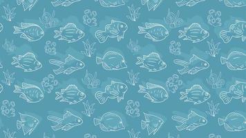 Seamless fish pattern blue background design vector