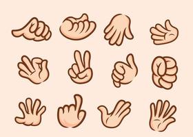 collection of cartoon hands in different poses for mascot artist vector