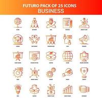 naranja futuro 25 conjunto de iconos de negocios vector