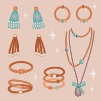 conjunto de joyas boho vector