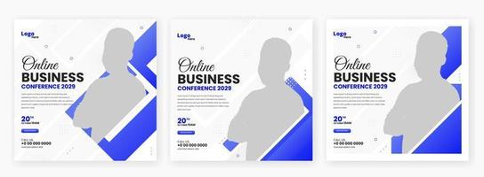 online business conference social media post template design, business webinar social media post vector