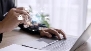 Cyber Protection Data Security Internet Privacy Internet technology concept on virtual screen. photo