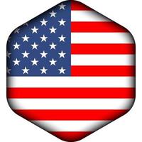 american flag icon polygon vector illustration, badge with embossed or 3d effect