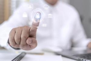 Cyber Protection Data Security Internet Privacy Internet technology concept on virtual screen. photo